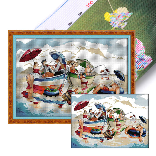 Sea Body Party - 14CT Stamped Cross Stitch 59*43CM(Joy Sunday)