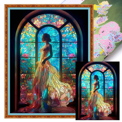 Glass Painting-Woman In Long Skirt - 11CT Stamped Cross Stitch 50*65CM