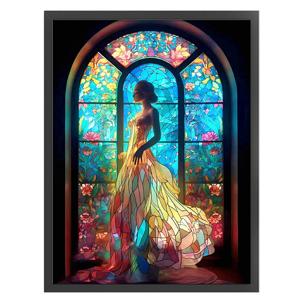 Glass Painting-Woman In Long Skirt - 11CT Stamped Cross Stitch 50*65CM