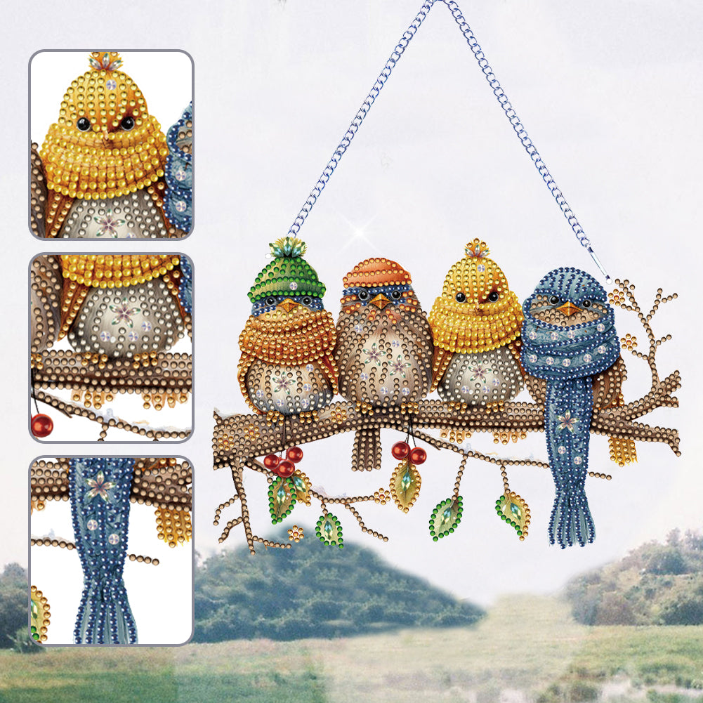 Acrylic Birds on Branch Single-Sided 5D DIY Diamond Painting Hanging Pendant