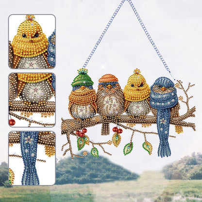 Acrylic Birds on Branch Single-Sided 5D DIY Diamond Painting Hanging Pendant