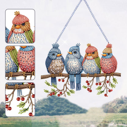 Acrylic Birds on Branch Single-Sided 5D DIY Diamond Painting Hanging Pendant