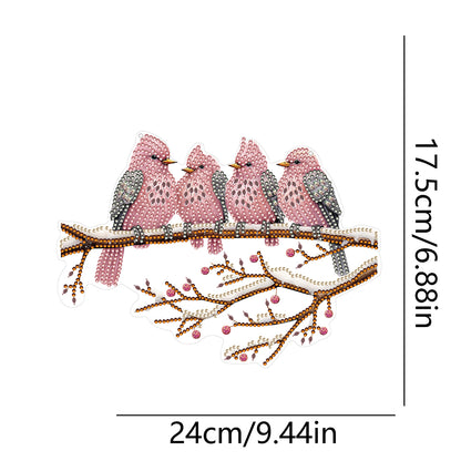 Acrylic Birds on Branch Single-Sided 5D DIY Diamond Painting Hanging Pendant