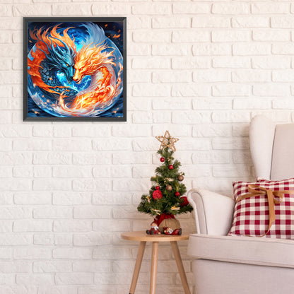 Two Dragons - Full Round Drill Diamond Painting 30*30CM