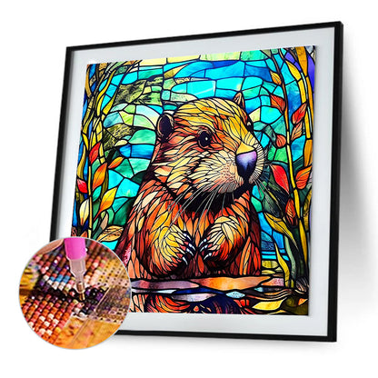 Glass Painting Marmot - Full Round Drill Diamond Painting 30*30CM