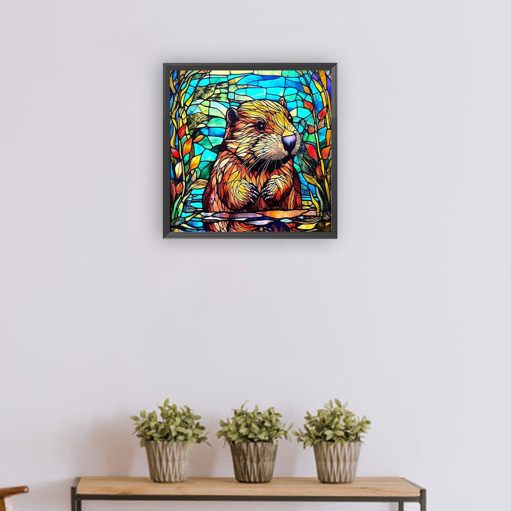 Glass Painting Marmot - Full Round Drill Diamond Painting 30*30CM