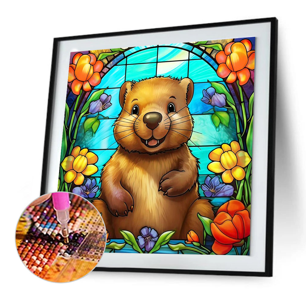 Glass Painting Beaver - Full Round Drill Diamond Painting 30*30CM