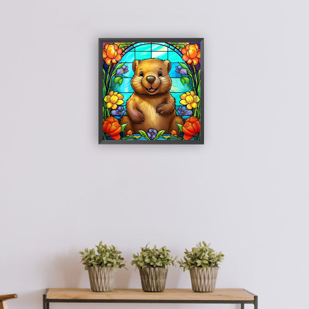 Glass Painting Beaver - Full Round Drill Diamond Painting 30*30CM