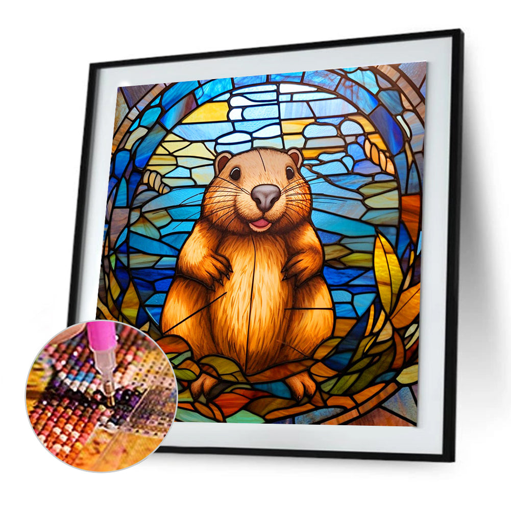 Glass Painting Beaver - Full Round Drill Diamond Painting 30*30CM