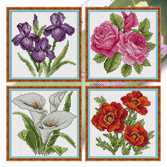 Flower Of Happiness - 14CT Stamped Cross Stitch 17*17CM(Joy Sunday)