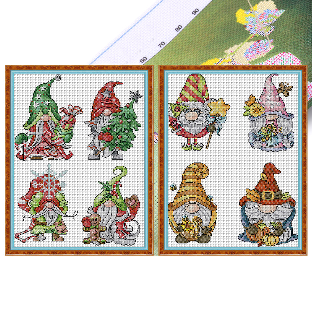 Christmas/Halloween Gnome - 14CT Stamped Cross Stitch 22*30CM(Joy Sunday)