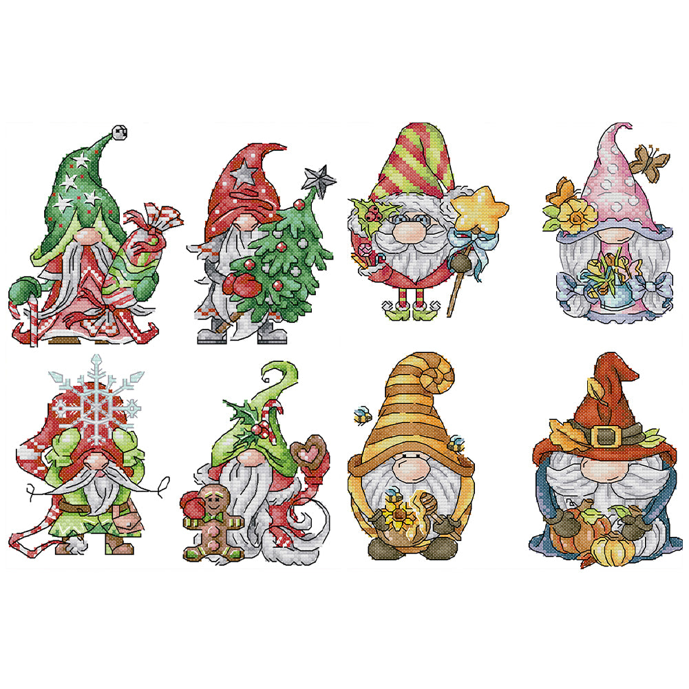 Christmas/Halloween Gnome - 14CT Stamped Cross Stitch 22*30CM(Joy Sunday)