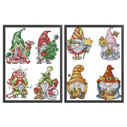 Christmas/Halloween Gnome - 14CT Stamped Cross Stitch 22*30CM(Joy Sunday)