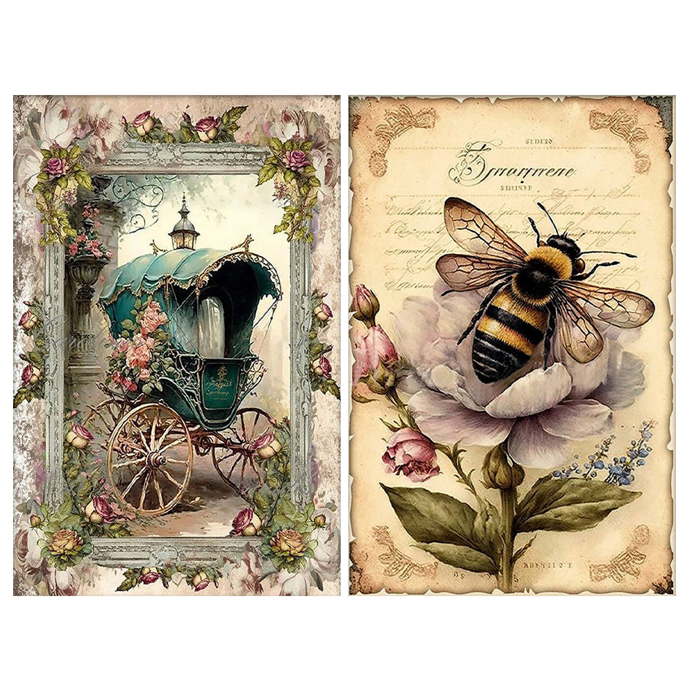 Retro Poster - Carriage Bee - 11CT Stamped Cross Stitch 40*60CM