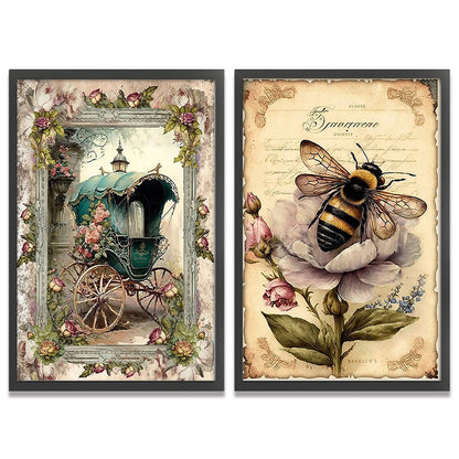 Retro Poster - Carriage Bee - 11CT Stamped Cross Stitch 40*60CM