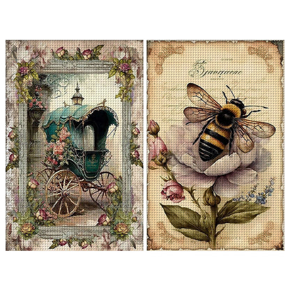 Retro Poster - Carriage Bee - 11CT Stamped Cross Stitch 40*60CM