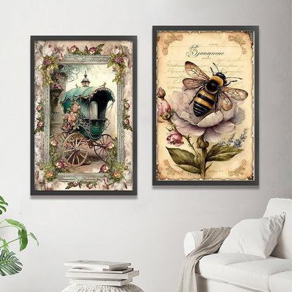 Retro Poster - Carriage Bee - 11CT Stamped Cross Stitch 40*60CM