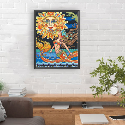 Sun And Mermaid - Full Round Drill Diamond Painting 30*40CM