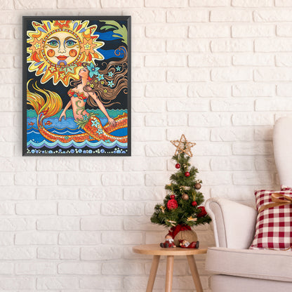 Sun And Mermaid - Full Round Drill Diamond Painting 30*40CM