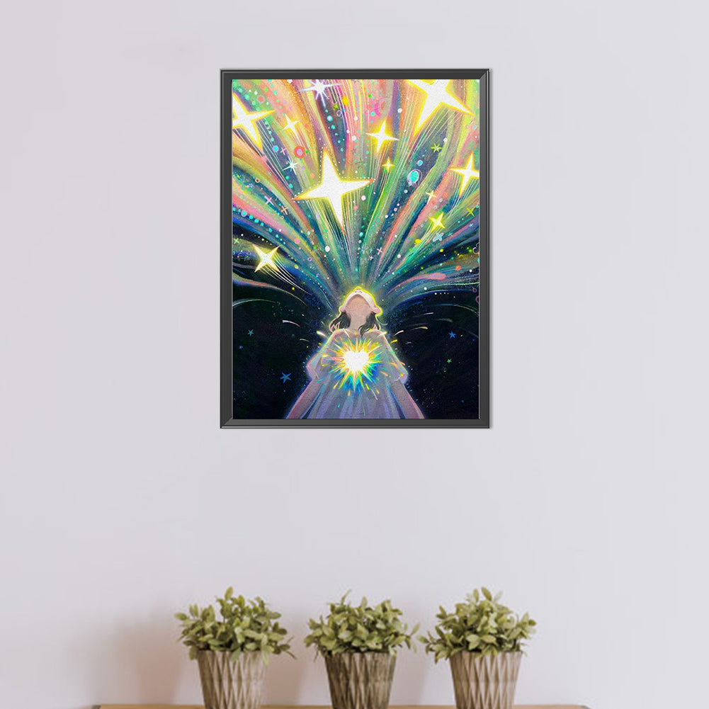 Glowing Girl - Full Round Drill Diamond Painting 40*55CM