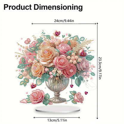 Rose Vase Table Top Diamond Painting Ornament Kits for Office Desktop Decor