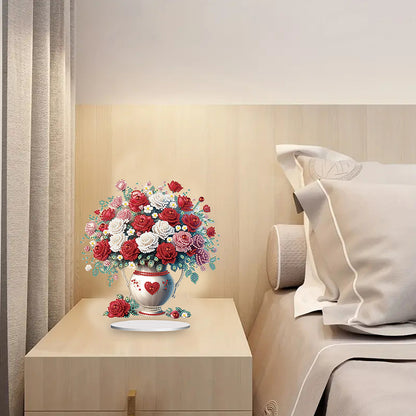 Rose Vase Table Top Diamond Painting Ornament Kits for Office Desktop Decor