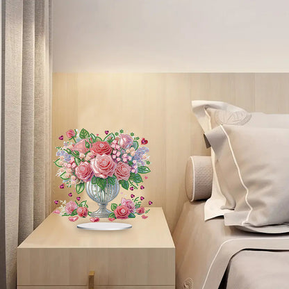 Rose Vase Table Top Diamond Painting Ornament Kits for Office Desktop Decor