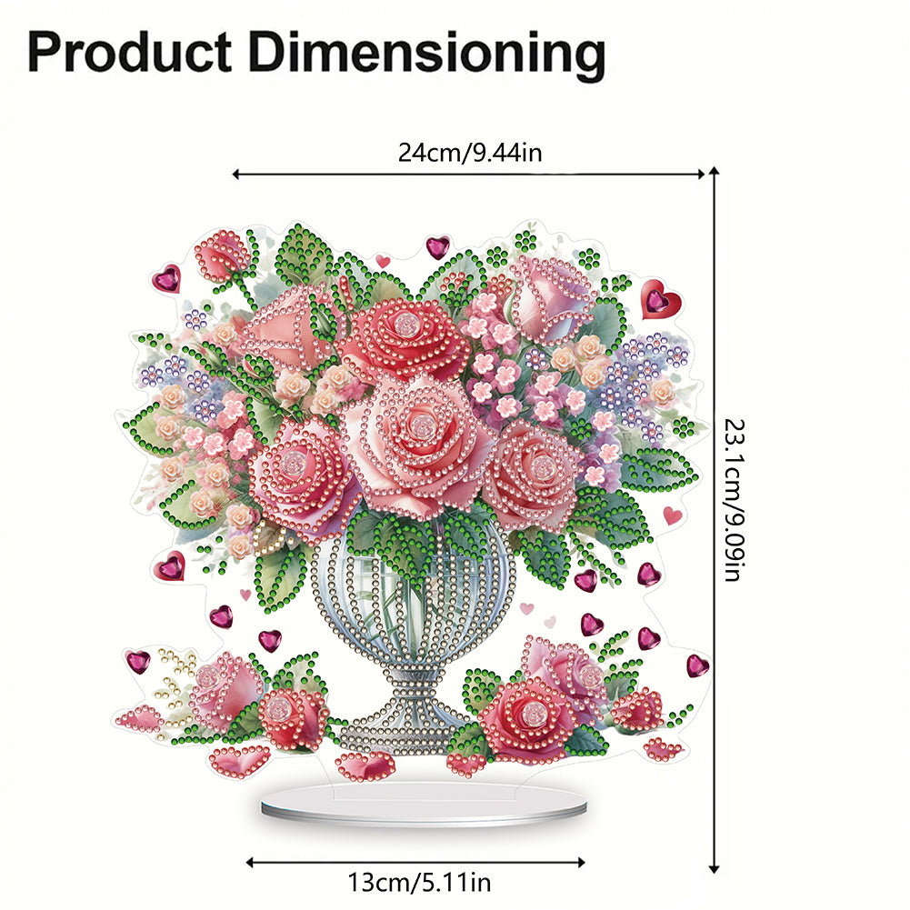 Rose Vase Table Top Diamond Painting Ornament Kits for Office Desktop Decor