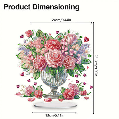 Rose Vase Table Top Diamond Painting Ornament Kits for Office Desktop Decor