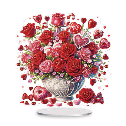 Rose Vase Table Top Diamond Painting Ornament Kits for Office Desktop Decor