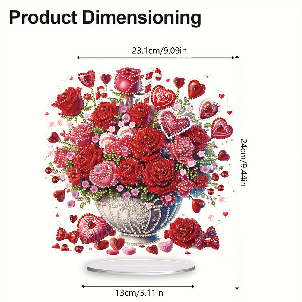 Rose Vase Table Top Diamond Painting Ornament Kits for Office Desktop Decor