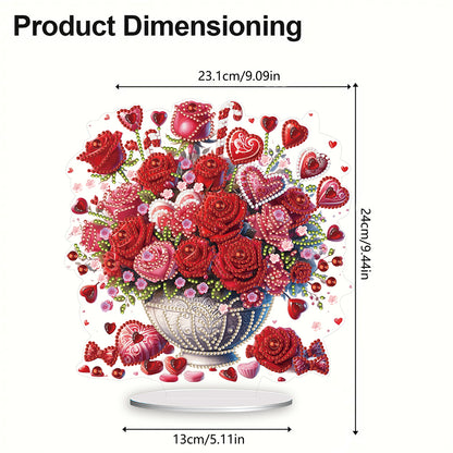Rose Vase Table Top Diamond Painting Ornament Kits for Office Desktop Decor
