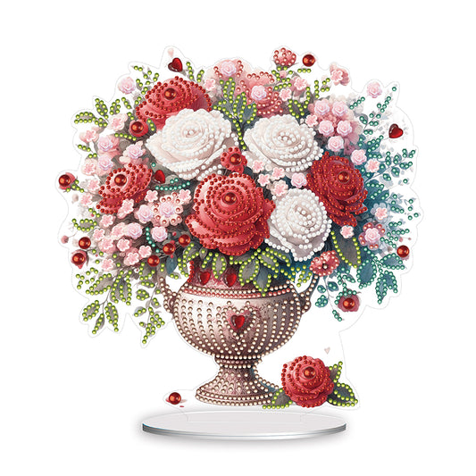 Rose Vase Table Top Diamond Painting Ornament Kits for Office Desktop Decor