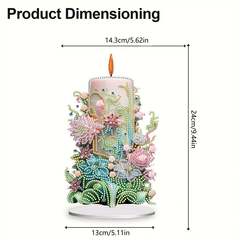 Flowers Candle Diamond Painting Tabletop Ornaments Kit for Office Desktop Decor