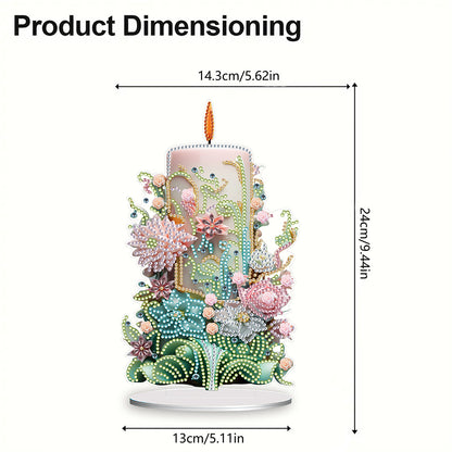 Flowers Candle Diamond Painting Tabletop Ornaments Kit for Office Desktop Decor