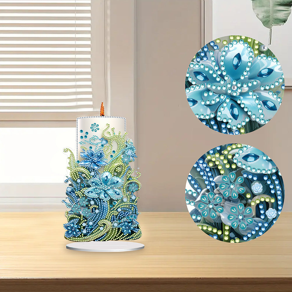 Flowers Candle Diamond Painting Tabletop Ornaments Kit for Office Desktop Decor