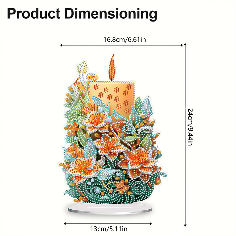 Flowers Candle Diamond Painting Tabletop Ornaments Kit for Office Desktop Decor