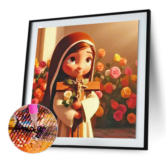 Q Version Of Virgin Mary - Full Round Drill Diamond Painting 30*30CM