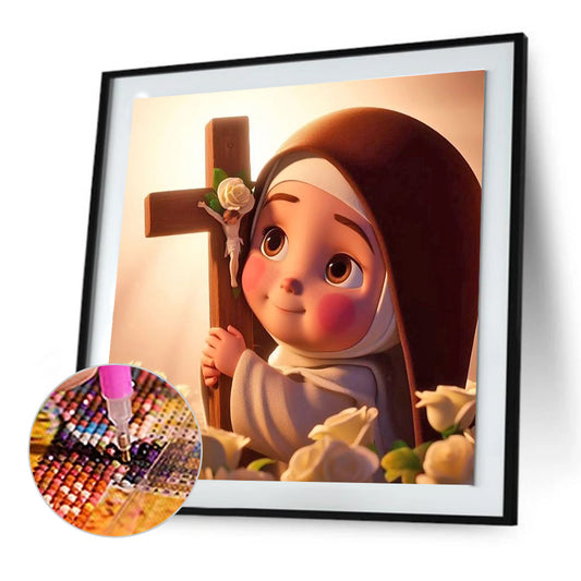 Q Version Of Virgin Mary - Full Round Drill Diamond Painting 30*30CM