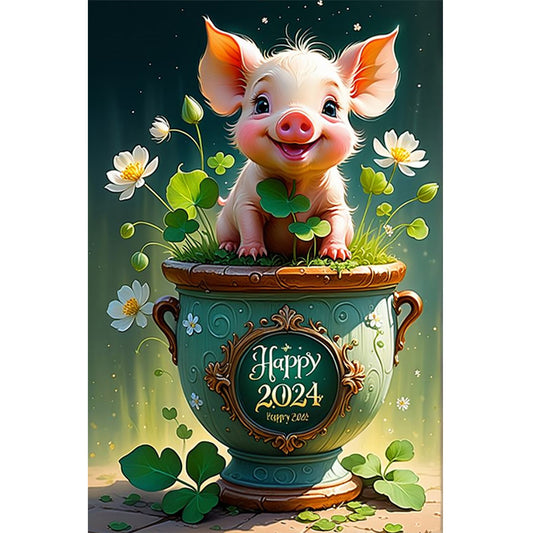 Happy Piggy - Full Round Drill Diamond Painting 40*60CM