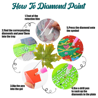 8 Pcs Acrylic Diamond Painting Coasters Kits with Holder Cork Pads (Maple Leaf)