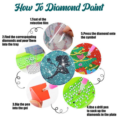 8 Pcs Acrylic Diamond Painting Coasters with Holder Cork Pads (Beautiful Girl)