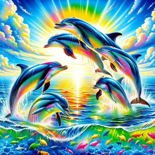 Jumping Dolphin - Full Round Drill Diamond Painting 30*30CM