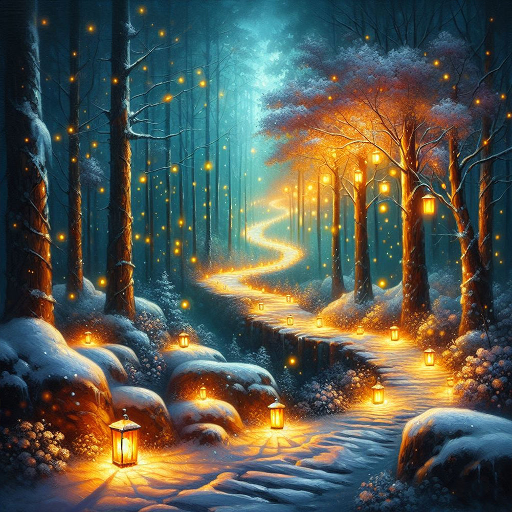 Candlelight Forest - Full Round Drill Diamond Painting 30*30CM