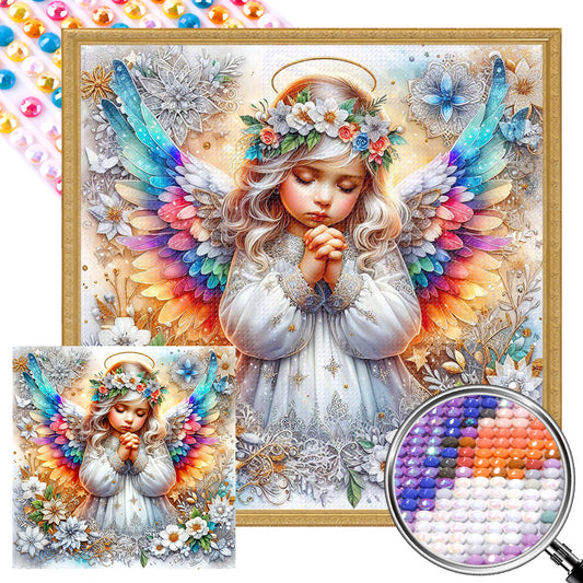 Girl With Colorful Wings - Full AB Round Drill Diamond Painting 30*30CM