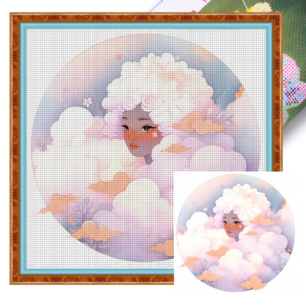 Cloud Girl - 11CT Stamped Cross Stitch 50*50CM