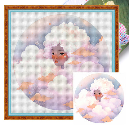 Cloud Girl - 11CT Stamped Cross Stitch 50*50CM