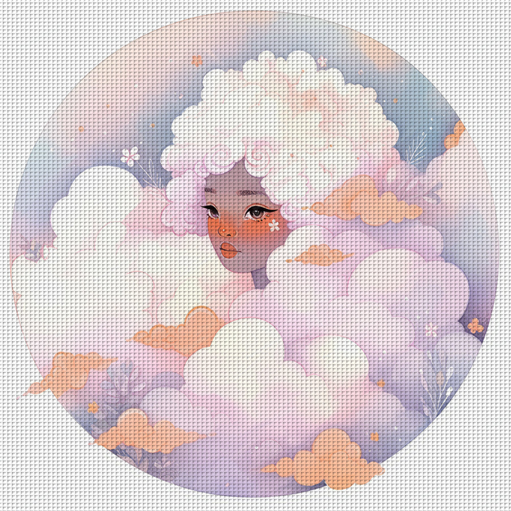 Cloud Girl - 11CT Stamped Cross Stitch 50*50CM