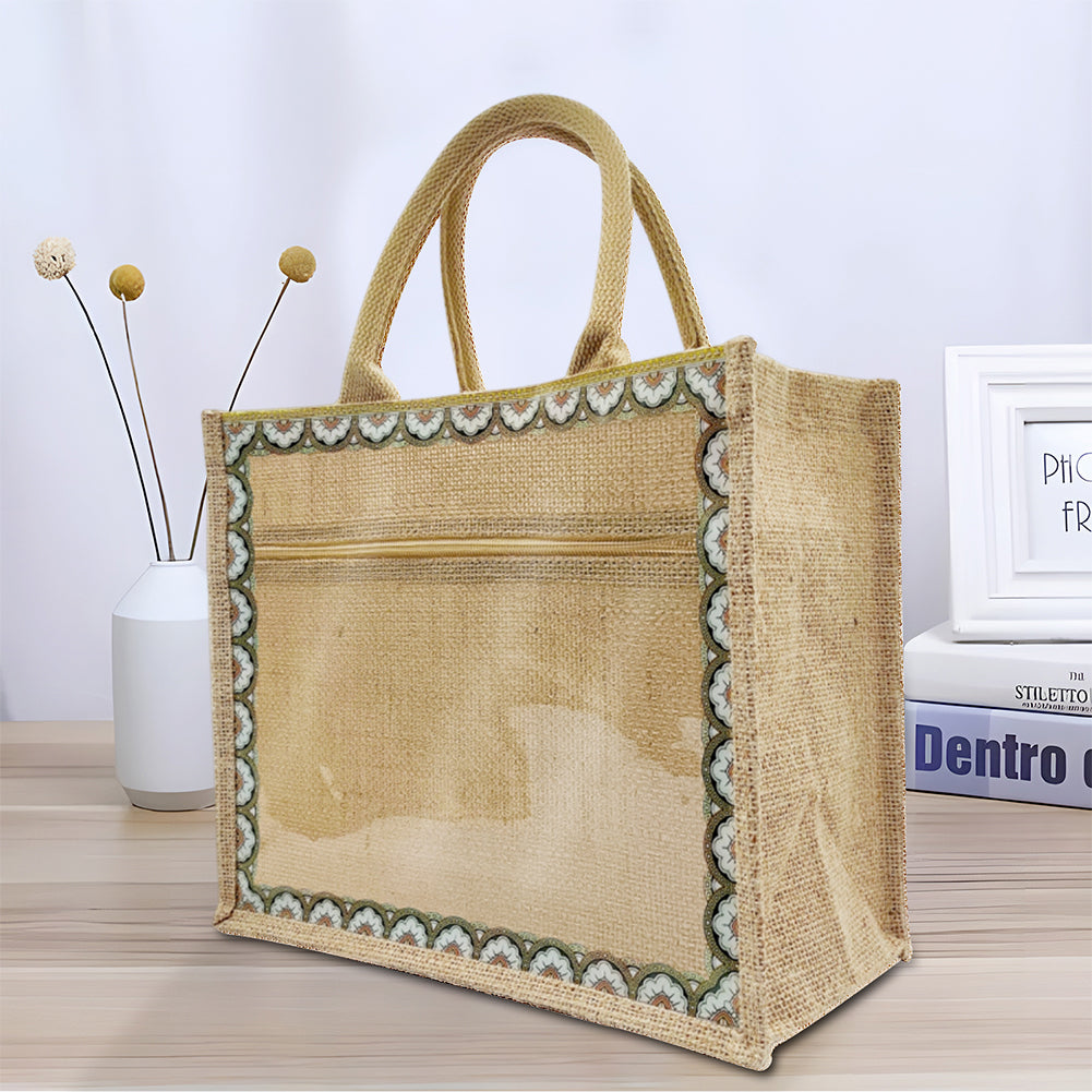Linen Tote Bags Waterproof Daily Utility Bag for Grocery/School/Travel/Study/Gym