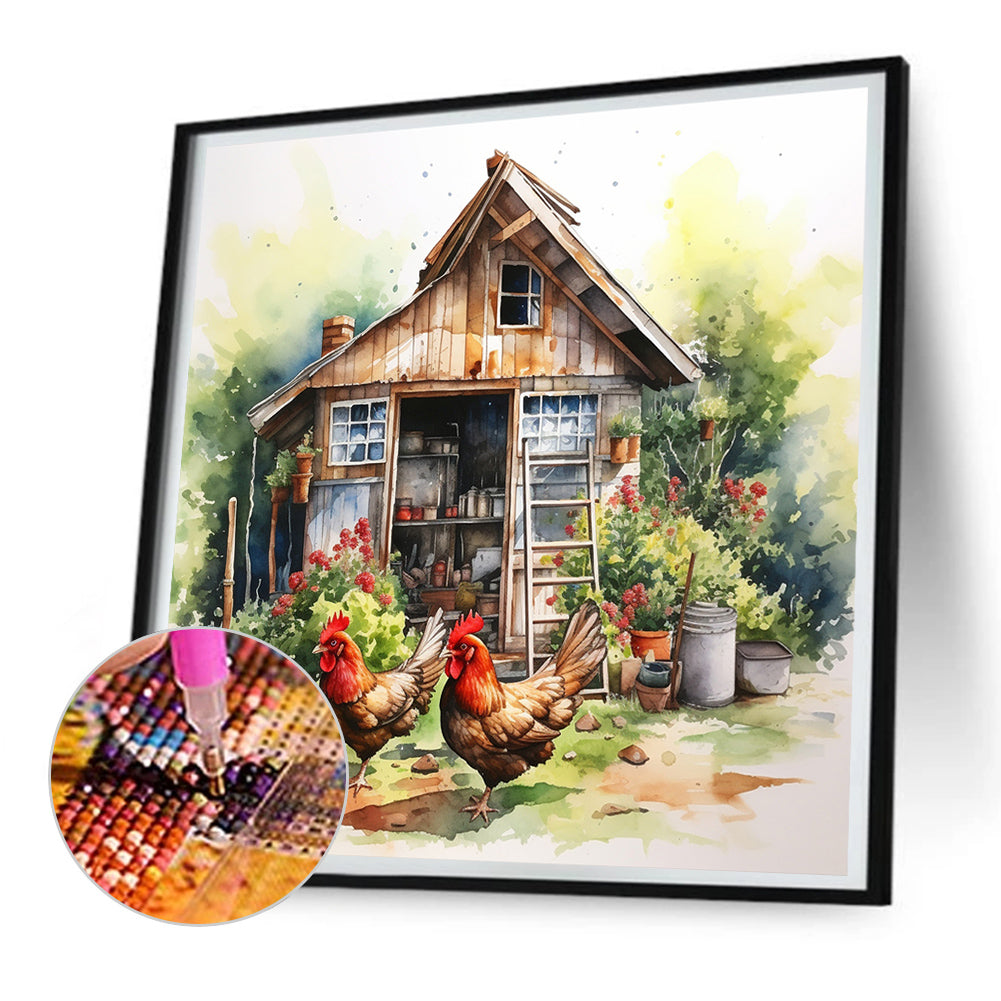 Farm Chicken - Full Round Drill Diamond Painting 30*30CM